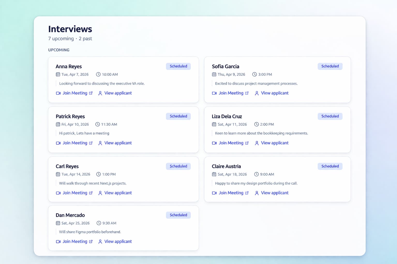 Schedule and monitor interviews