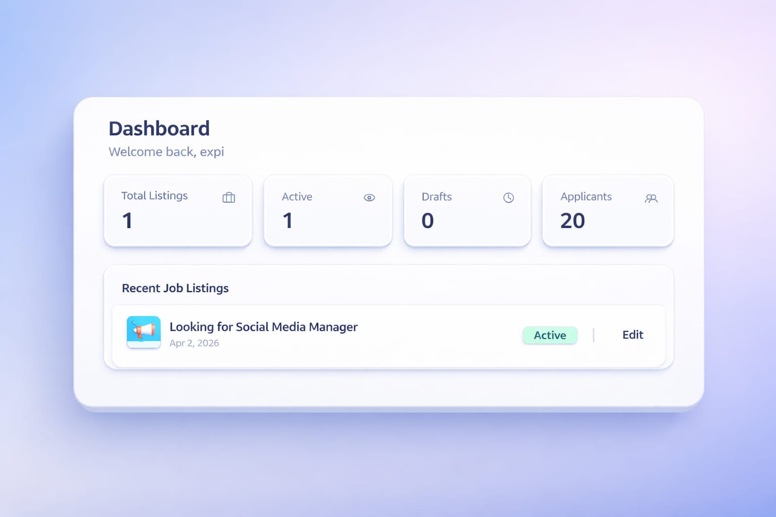 Track applicants in one dashboard