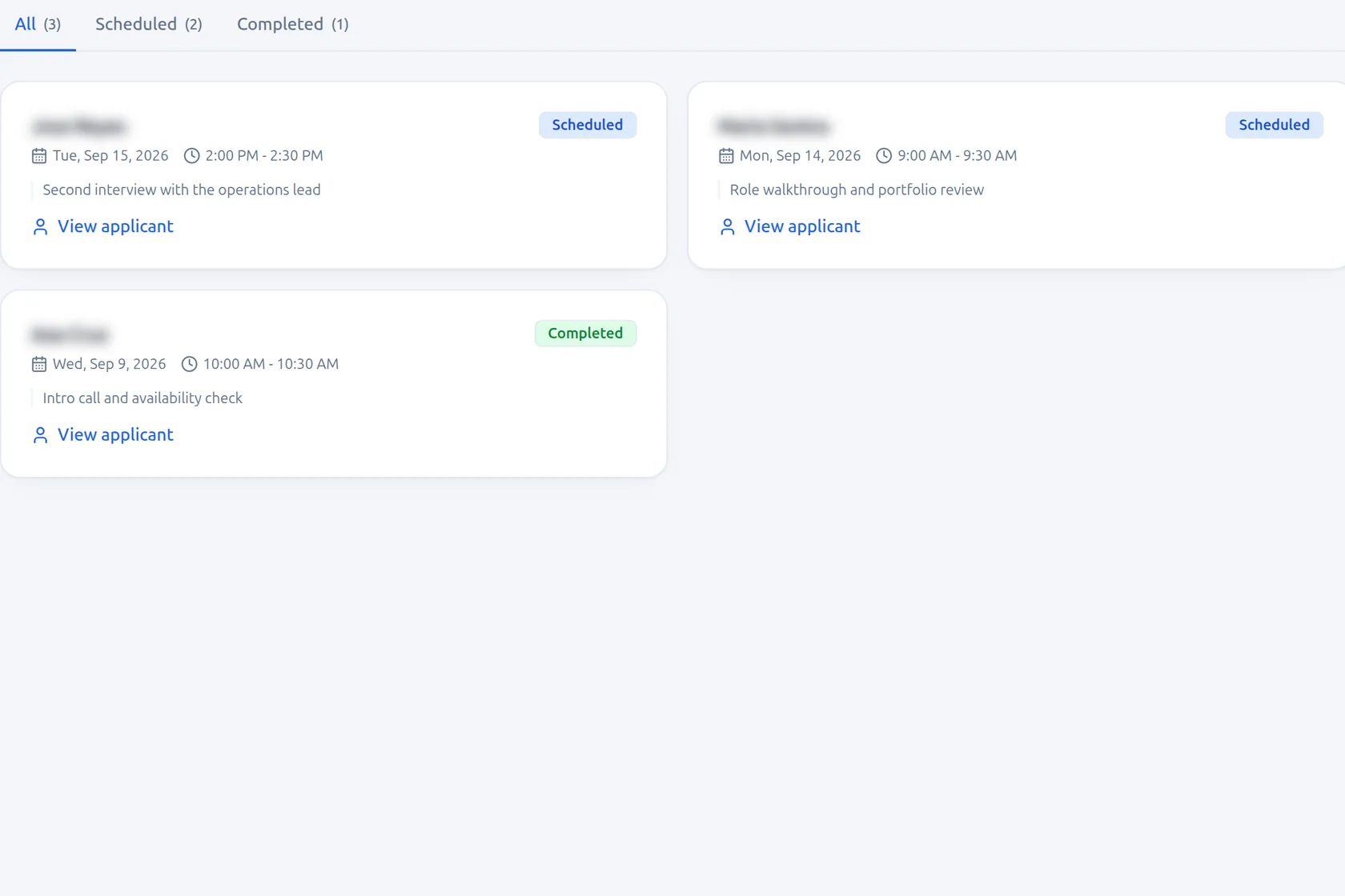Schedule and monitor interviews