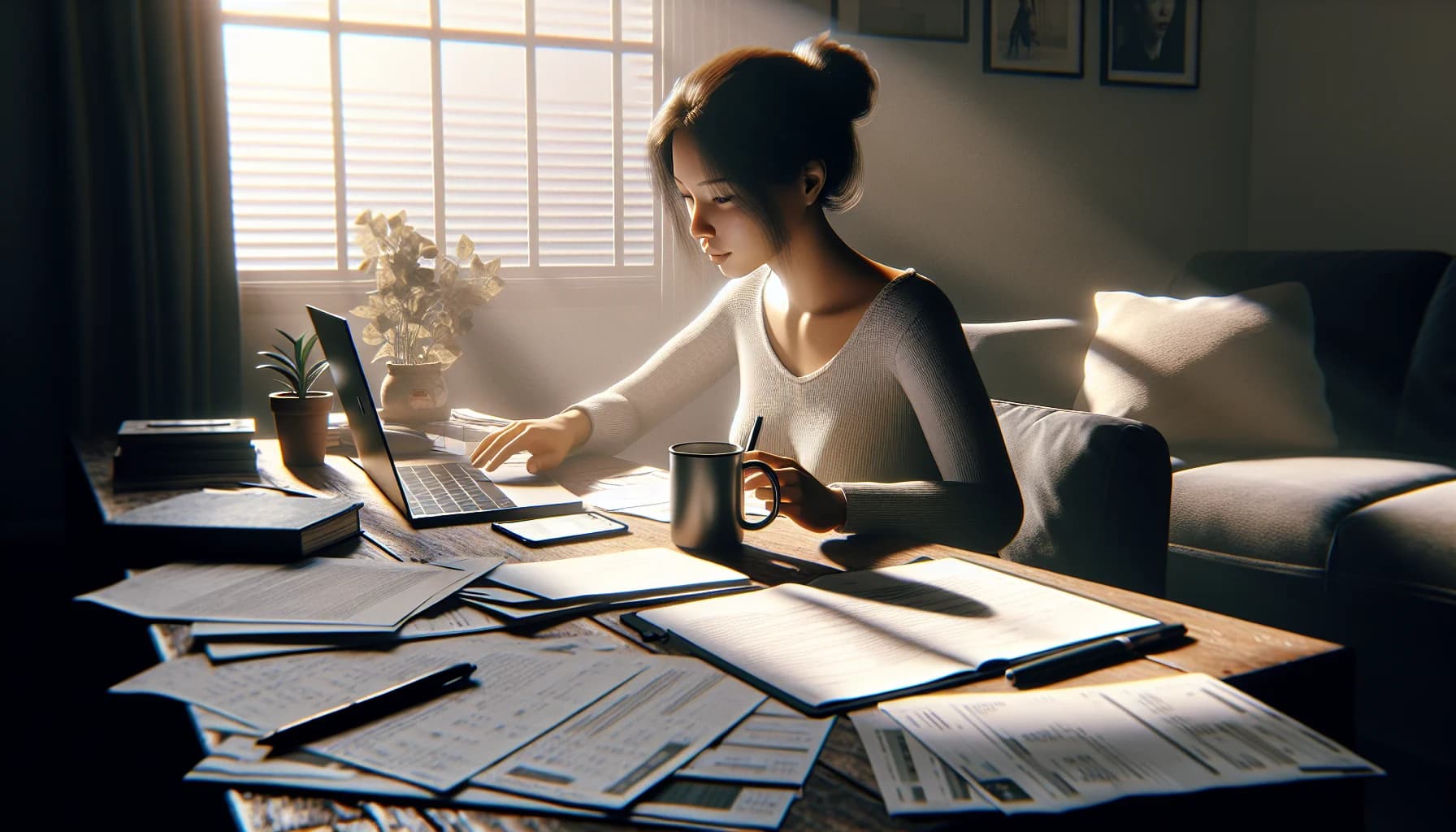 Filipino virtual assistant working at a desk