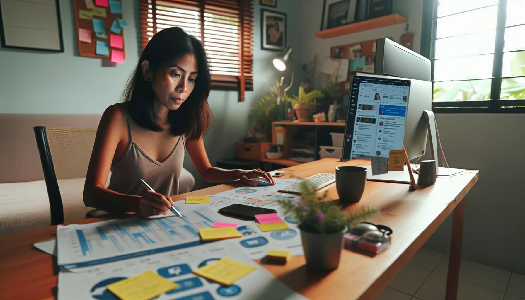 Filipino virtual assistant managing social media tasks