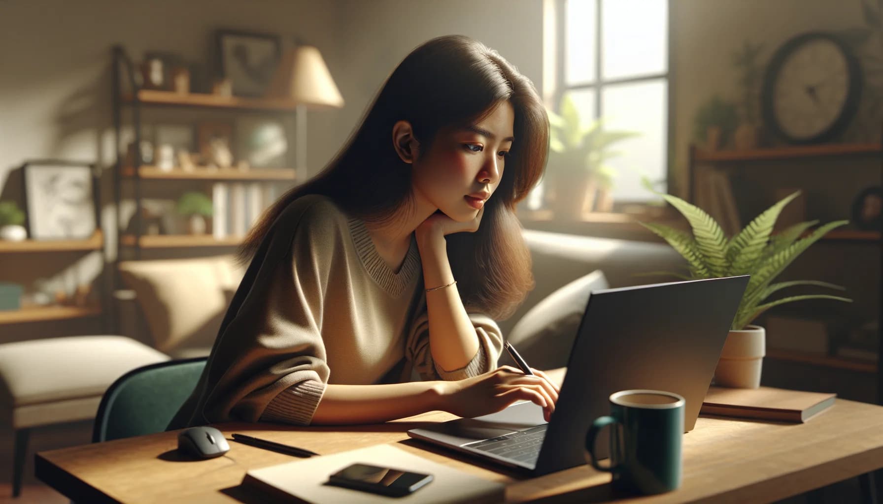 Filipino data entry virtual assistant working from home office