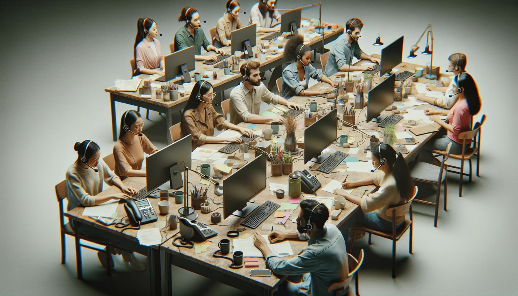 Filipino call center team collaborating at a desk