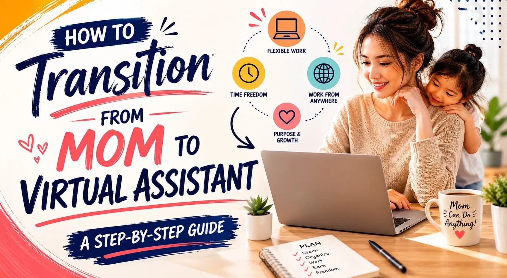 Filipino mom working as a virtual assistant from home