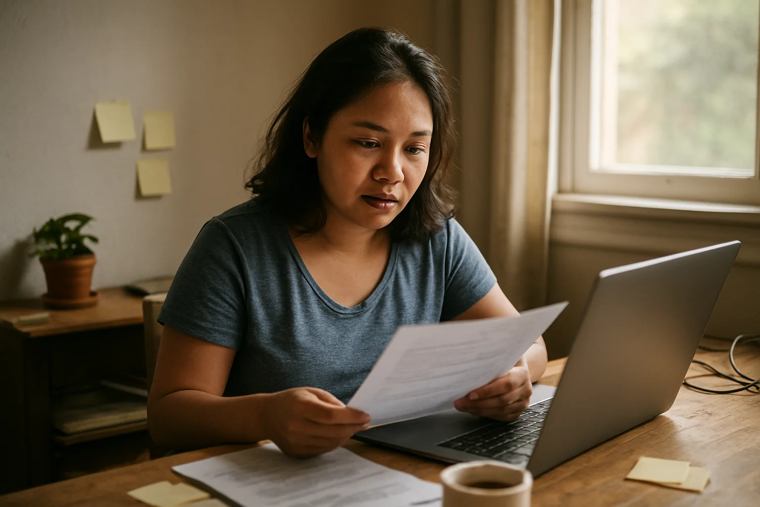 Filipino virtual assistant working in a cozy home office