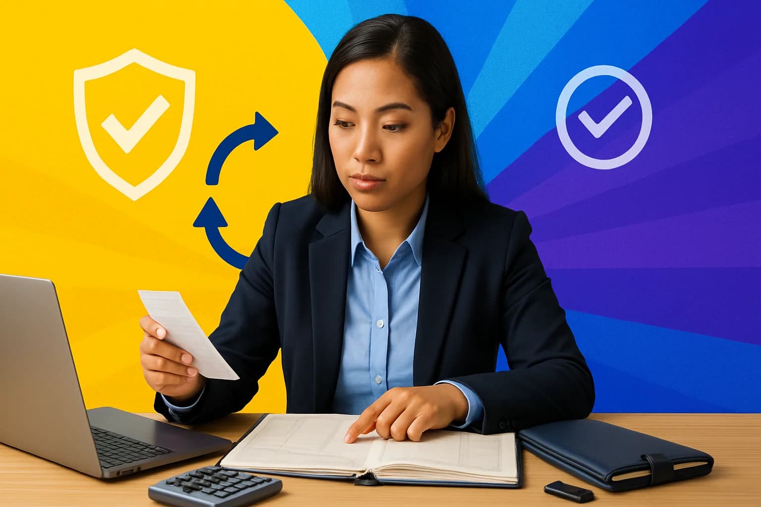 Filipino virtual assistant organizing bookkeeping records with secure review controls