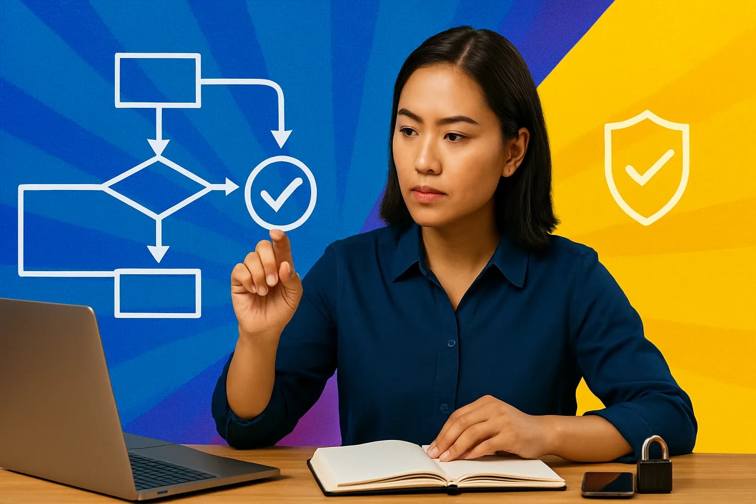 Filipino virtual assistant reviewing an AI workflow before approval