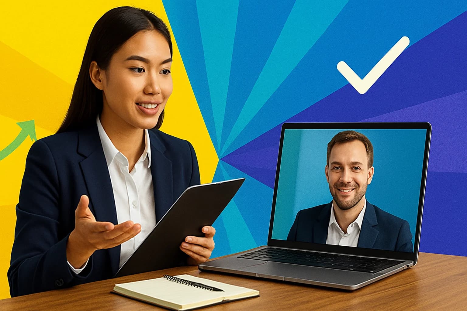 Filipino job candidate presenting portfolio during a remote work interview