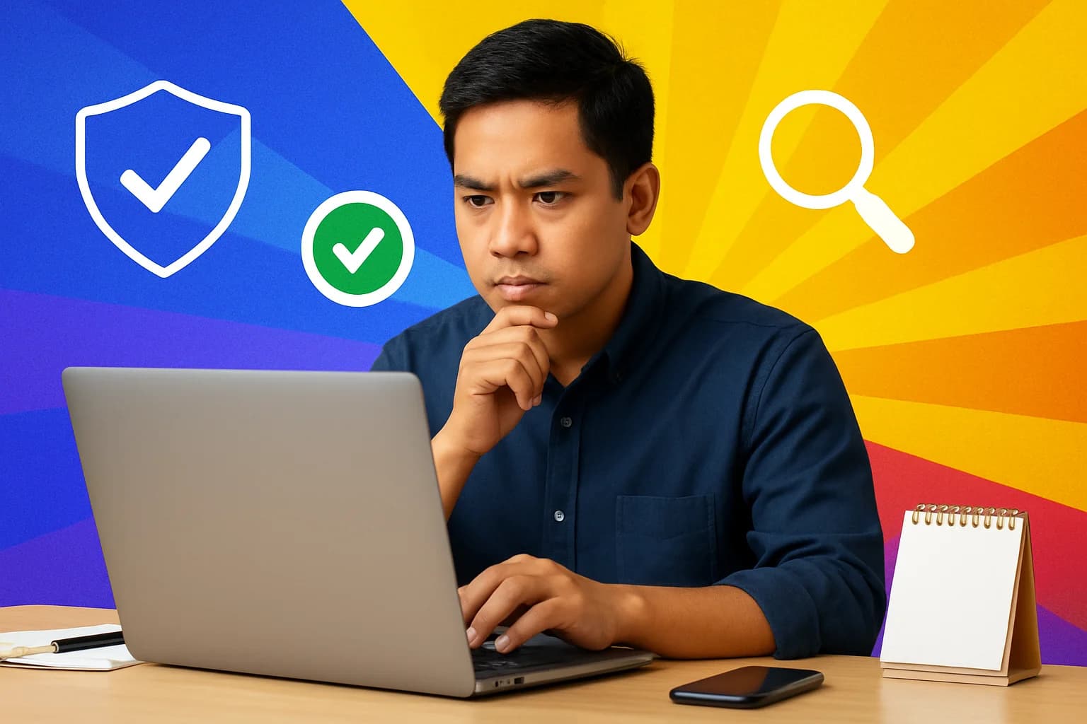 Filipino freelancer verifying a legitimate work from home opportunity