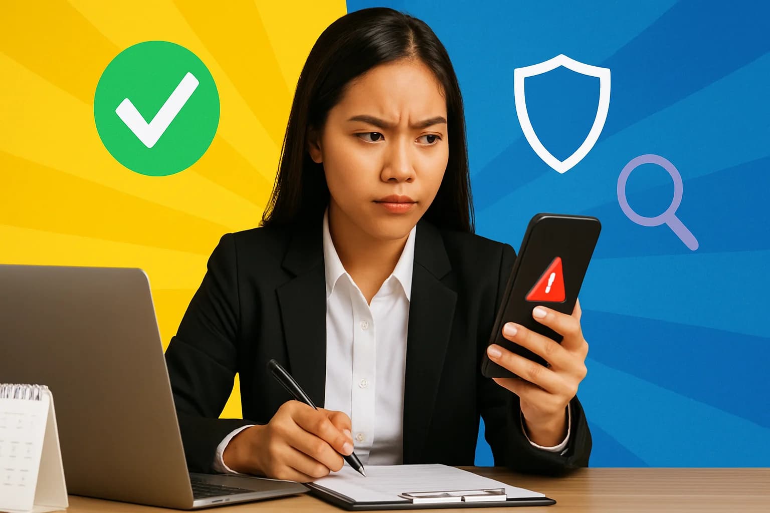 Filipino job seeker reviewing remote work applications and scam safeguards at home